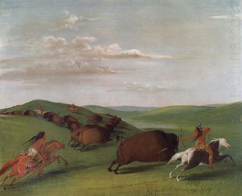 Buffalo Chase with Bows and Lances, George Catlin